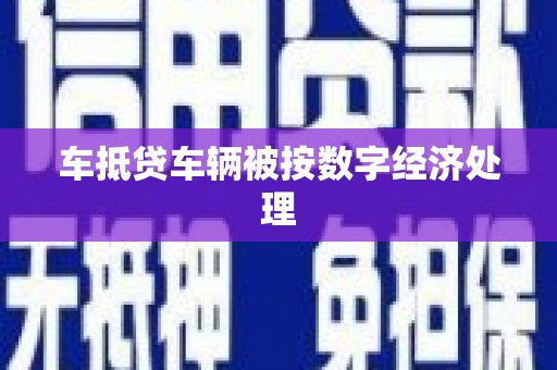 鱼池车抵贷车辆被按数字经济处理