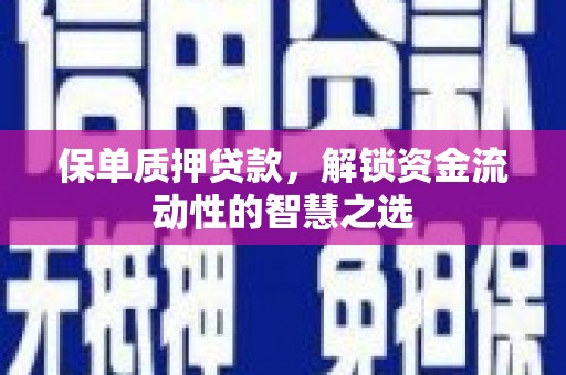 咸安保单质押贷款，解锁资金流动性的智慧之选