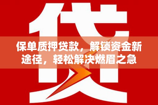 仓山保单质押贷款，解锁资金新途径，轻松解决燃眉之急