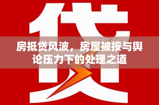 梁子湖房抵贷风波，房屋被按与舆论压力下的处理之道