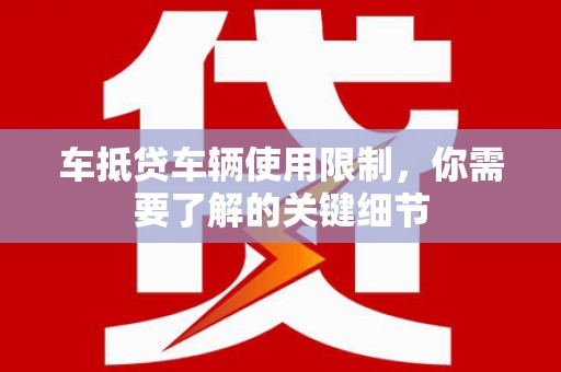 阜城车抵贷车辆使用限制，你需要了解的关键细节